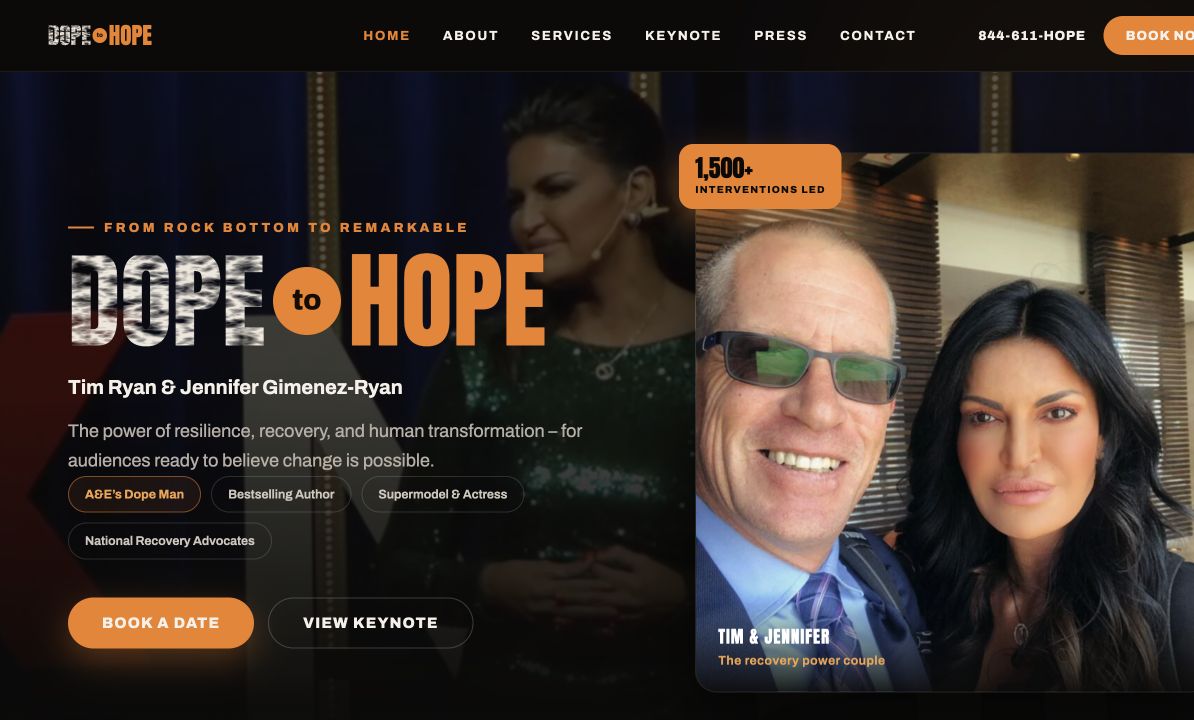 Dope to Hope website designed and developed by Amor Design Group